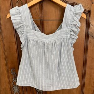 Madewell Light Blue Ruffled Blouse